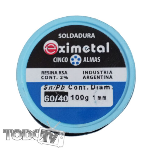 Estaño EXIMETAL x100 gramos 1mm 60/40