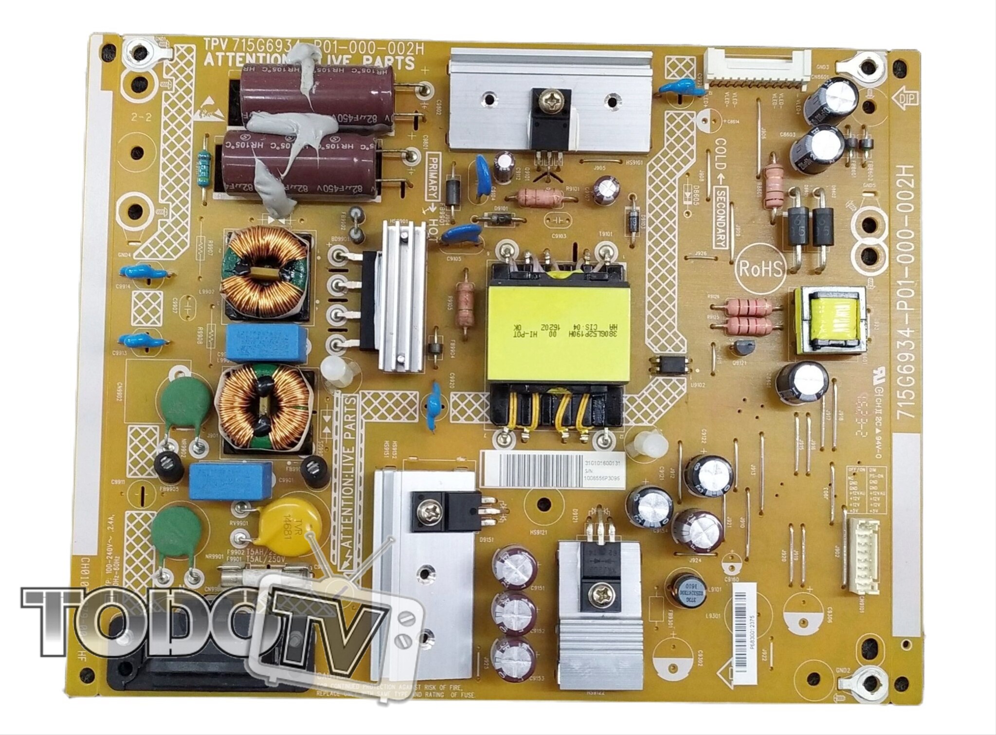 Fuente Philips 32PHG5301 - 40PFG5000 - 40pfg5100 – 43PFG5101/77 – 43pfg5102/77 - AOC LE43D1452/28 – LE43F1461/28 - LE43S6975/28- codigos 715G6934-P01-000-002H / 715G6934-P03-000-002H (NBOX33) VER FOTO